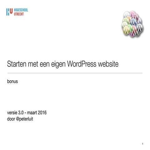 Starten met een eigen wordpress website - bonus