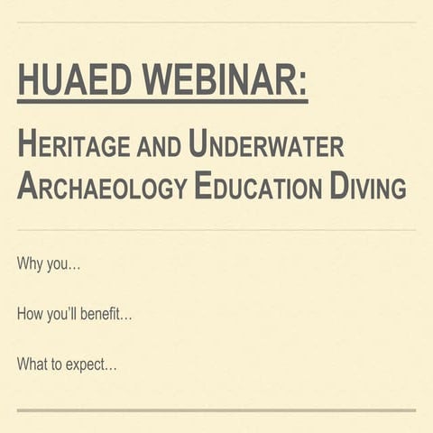 Heritage & Underwater Archaeology Education Diving