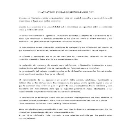 Huancayo es cuidad sostenible