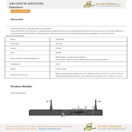 Huawei AR G3 Enterprise AR1220 (02352932) : achat / vente sur