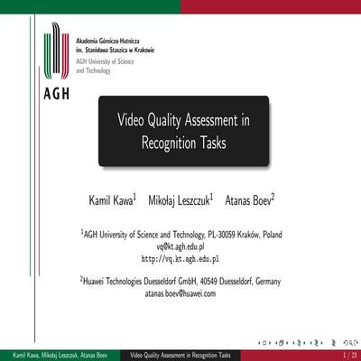 Survey on the State-Of-The-Art Methods for Objective Video Quality Assessment...