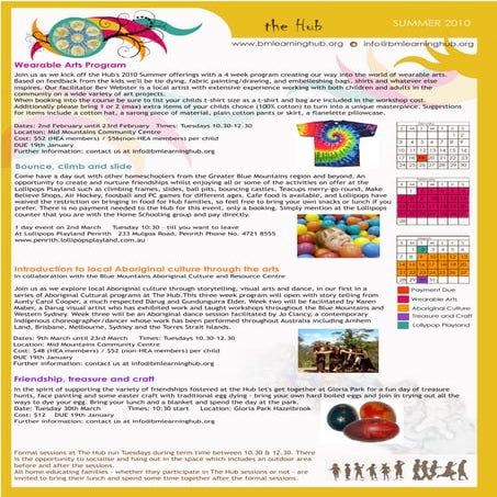 Hub Summer 2010 Brochure