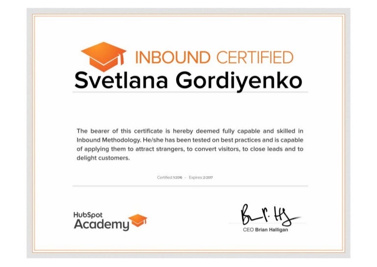 Inbound Certified by HubSpot Academy