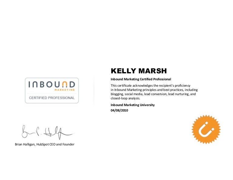 Hubspot marketing certificate