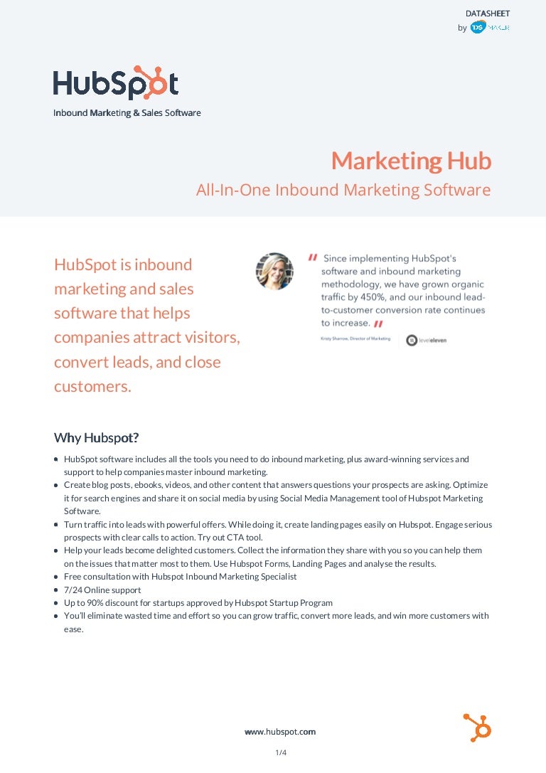 Hubspot Marketing Software Datasheet Template