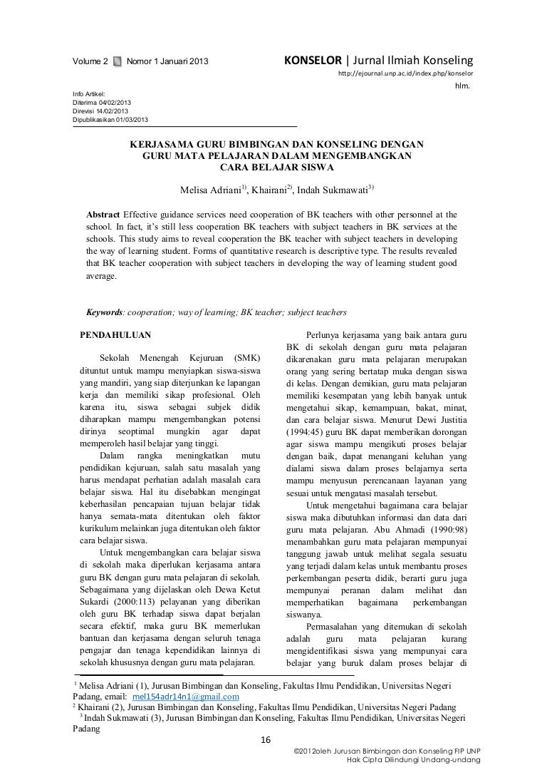 Hubungan Guru Bk Mapel