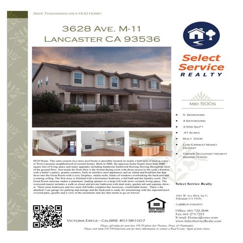 3628 Avenue M11 Lancastet CA - HUD Flyer Example