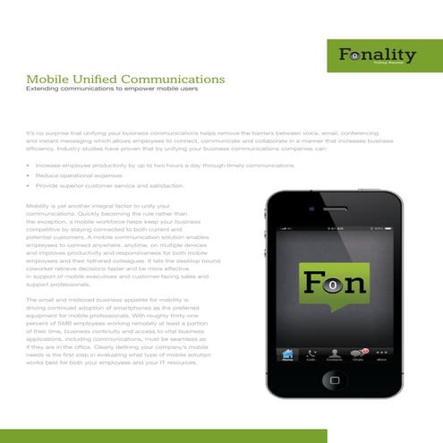 Fonality HUD Mobile Solution Sheet