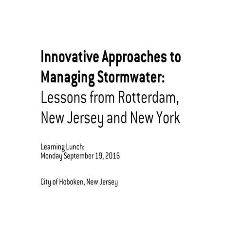 Innovative Approaches to Managing Stormwater: The Hoboken Approach