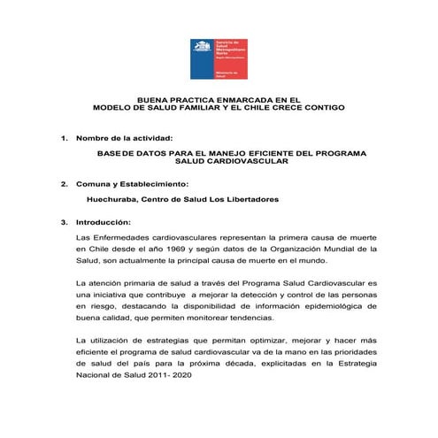 Huechuraba base datos manejo eficiente pscv | PDF