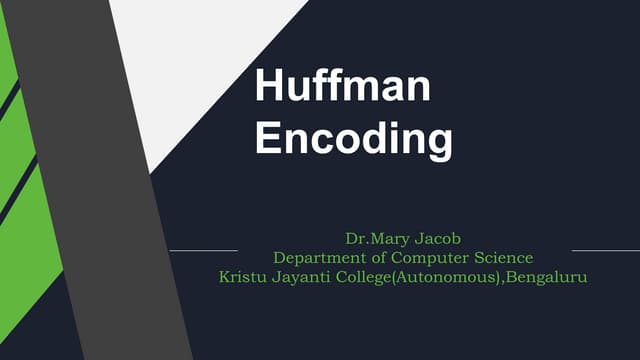 Huffman Encoding Algorithm - Concepts and Example