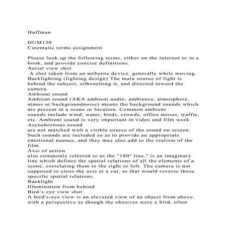 HuffmanHUM130Cinematic terms assignmentPlease look up th.docx