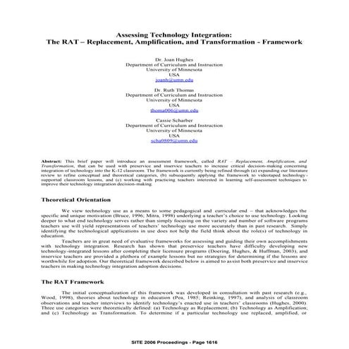 Technology Integration: The RAT – Replacement, Amplification, and Transformat...