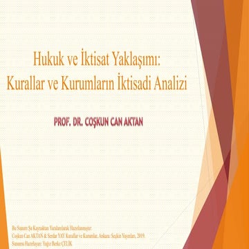 Hukuk ve İktisat Yaklaşımı: Kurallar ve Kurumların İktisadi Analizi