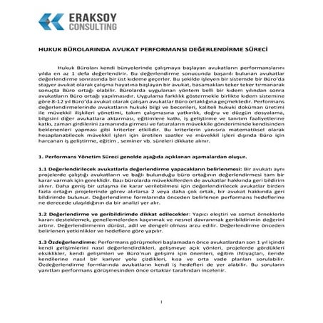 Hukuk burolarinda avukat performansi degerlendirme sureci