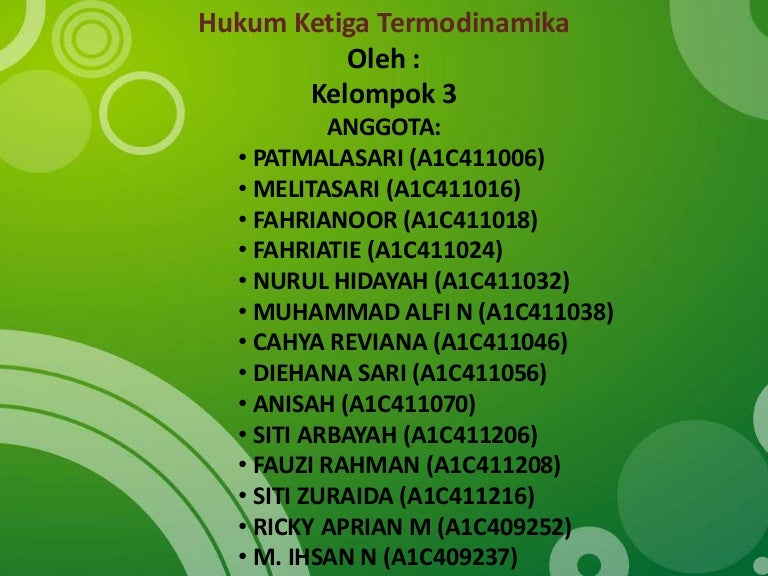 Tugas Kimdas Hukum 3 Termodinamika