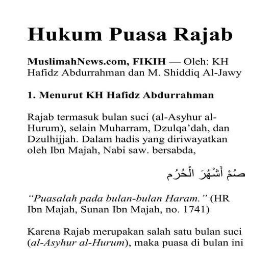 Rajab dan keutamaan nya sebagai persiapan bulan Ramadhan | PDF