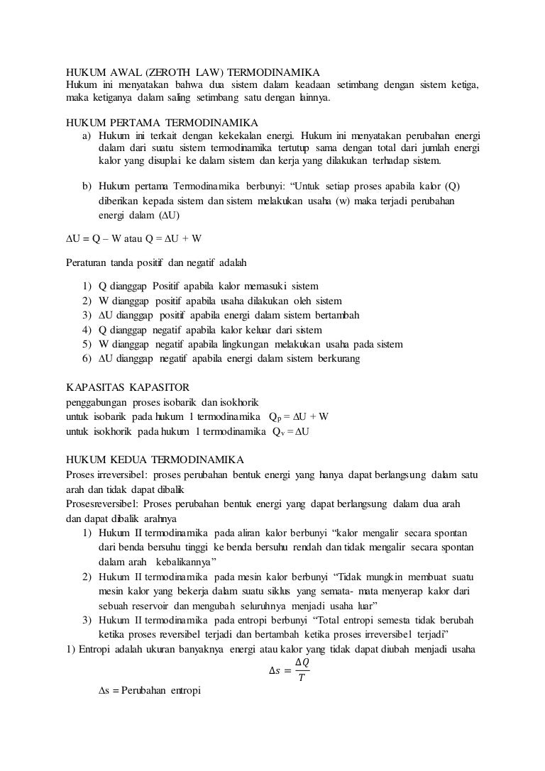 Hukum i termodinamika menyatakan bahwa