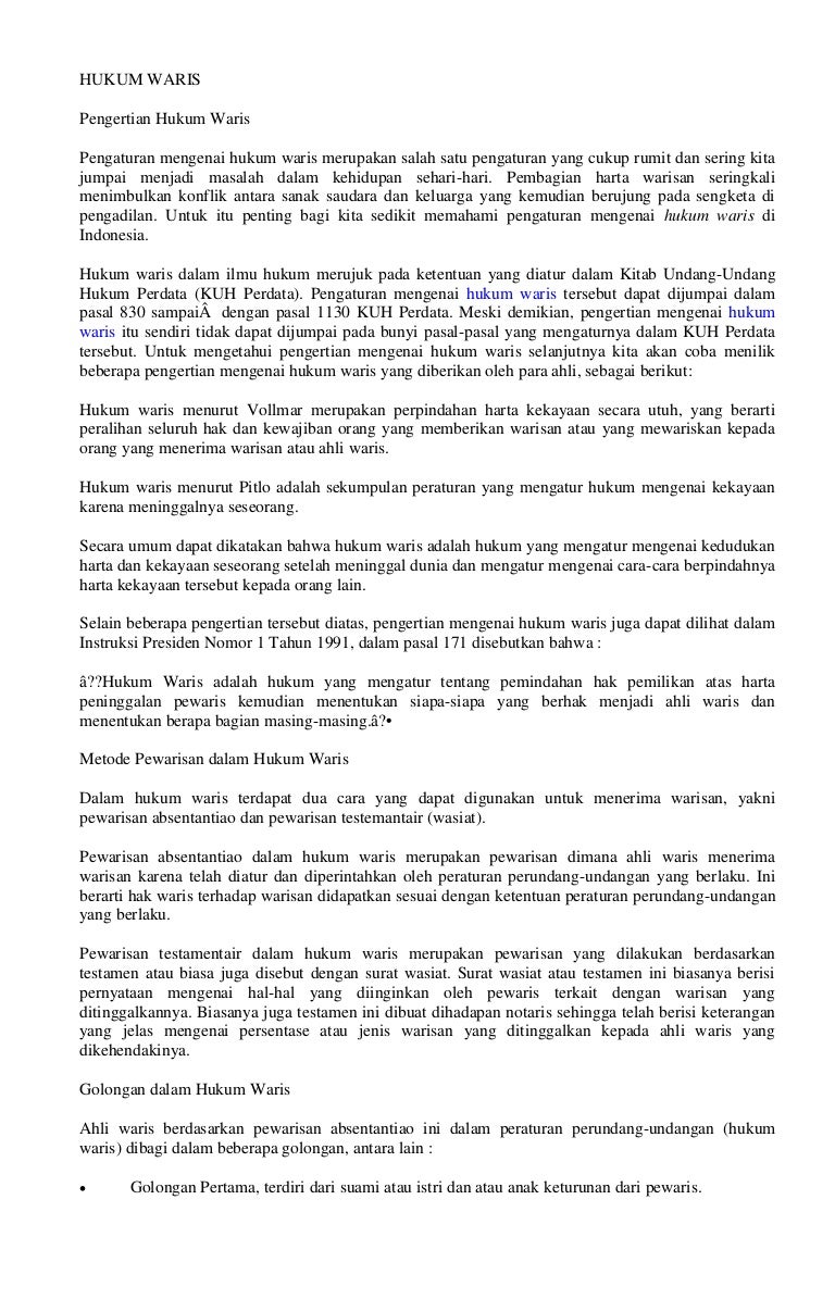 Kelas Xii Bab 11 Mawaris Pembagian Harta Waris Kang