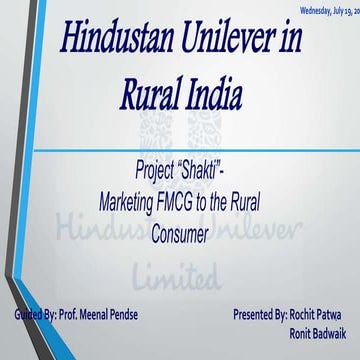 HUL in rural India- Project Shakti