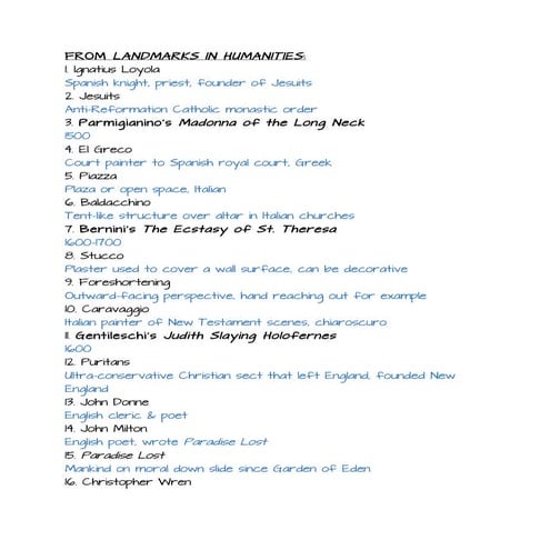 Hum1020 fa2014 exam 4 study guide