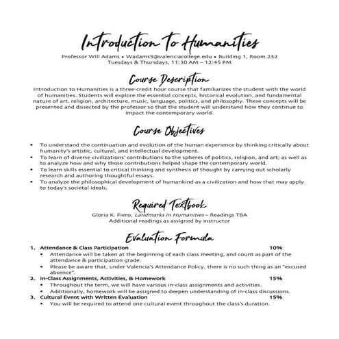 HUM1020 Syllabus | PDF
