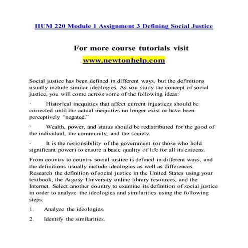 Hum 220 Future Our Mission/newtonhelp.com