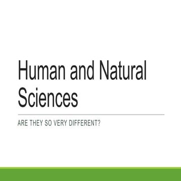 Human and natural sciences for ToK
