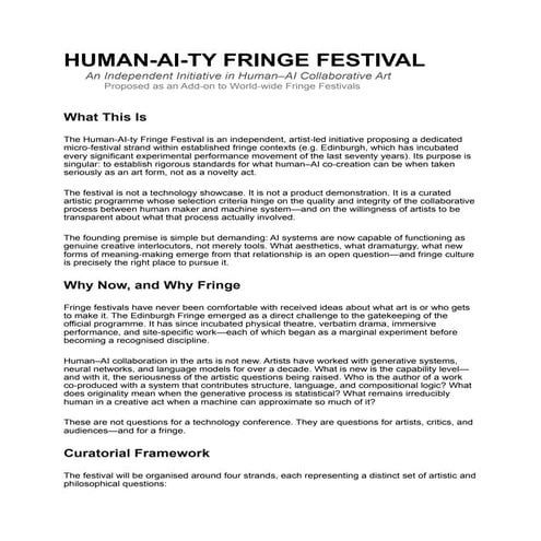 Human-AI-ty Fringe Festival: Exploring Rigorous Human–AI Collaborative ...