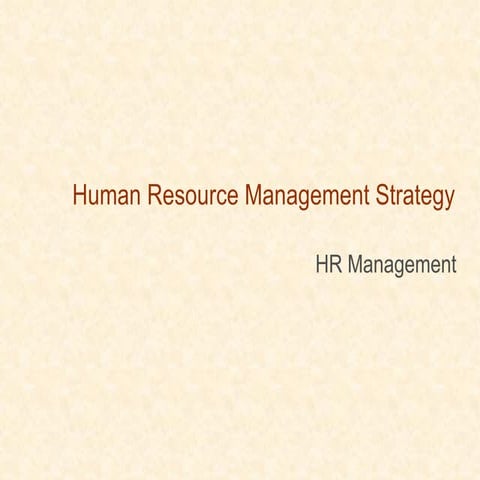 Human Resource Management Strategy