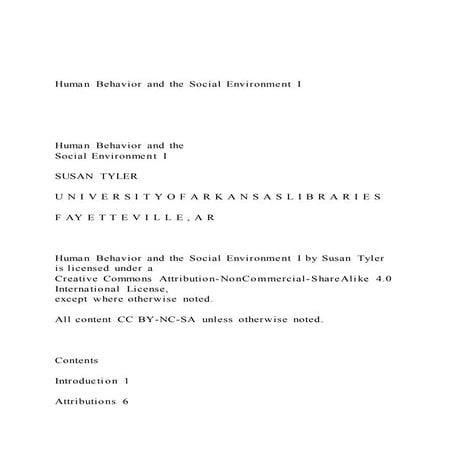 Human Behavior and the Social Environment IHuman B