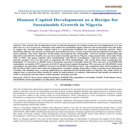 Impact of Human Capital Development on Economic Growth in Nigeria | PDF
