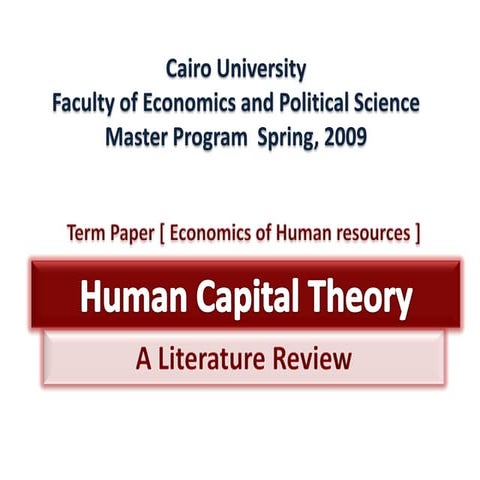 Human Capital : Theory And Application | PPT