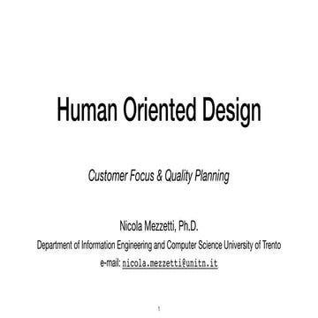 Customer-Oriented Design: Customer Focus & Quality Planning