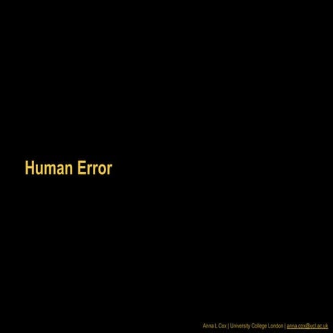 Human Error Lecture