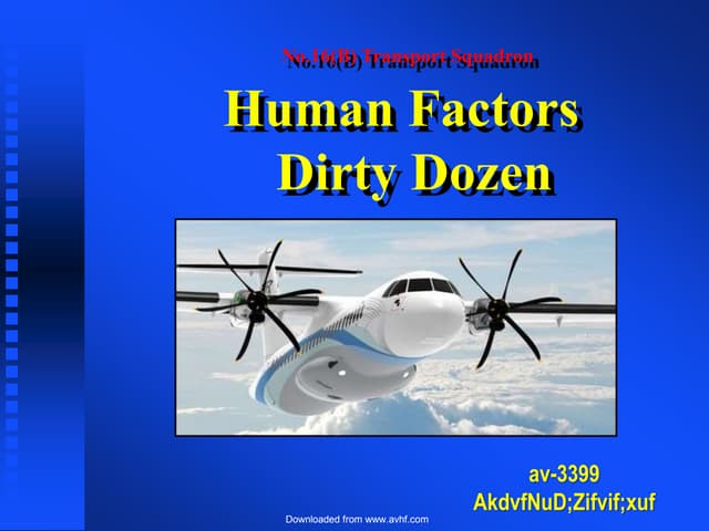 Avoid the Dirty Dozen: 12 Common Causes of Human Factors Errors in ...