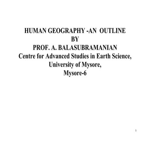 Human geography -an outline