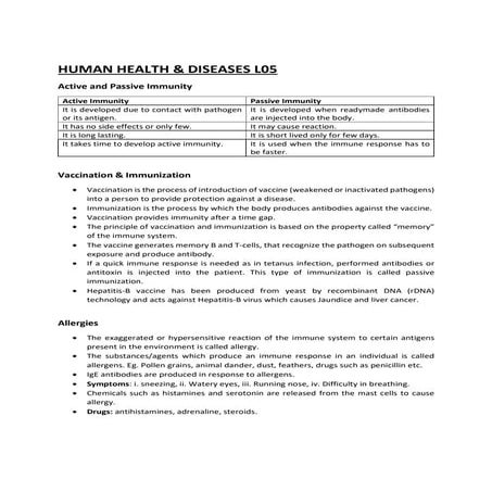 Immunity.pdf. presentation for class XII, Biology | PDF