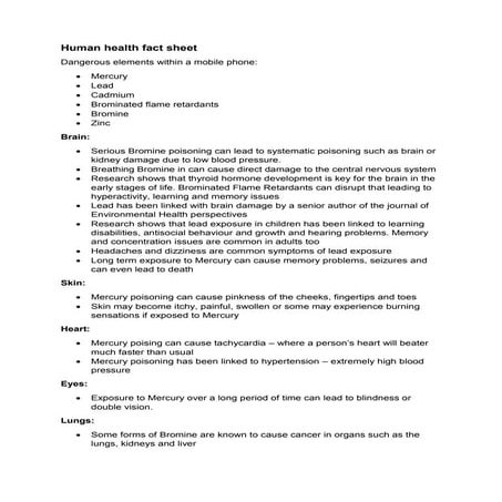 Human health fact sheet slideshare