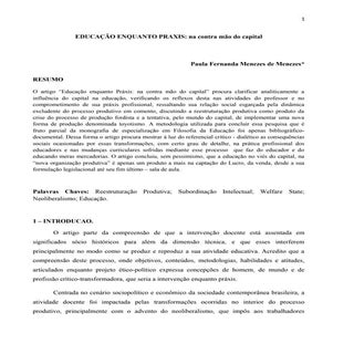 Educação enquanto práxis: Na contra...