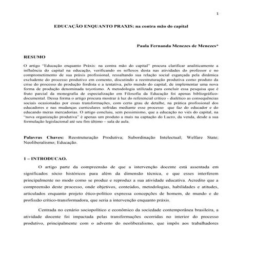 Educação enquanto práxis: Na contramão do capital