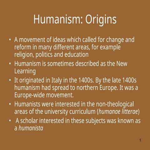 Humanism powerpoint on humanism for humanism