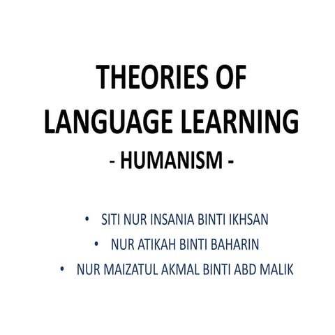 Theory of Language Learning - Humanism 