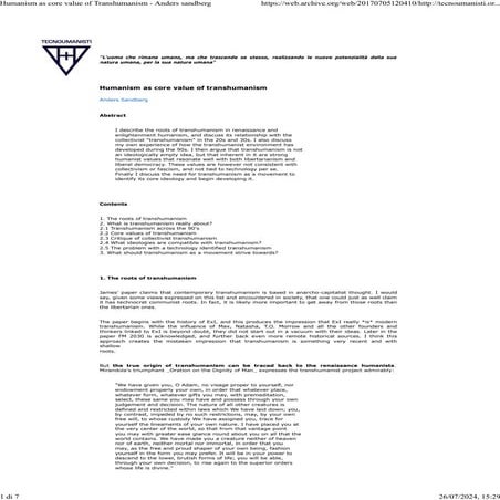 Humanism as core value of Transhumanism - Anders Sandberg.pdf