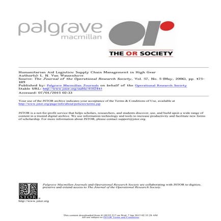 Humanitarian aid logistics supply chain management in high gear