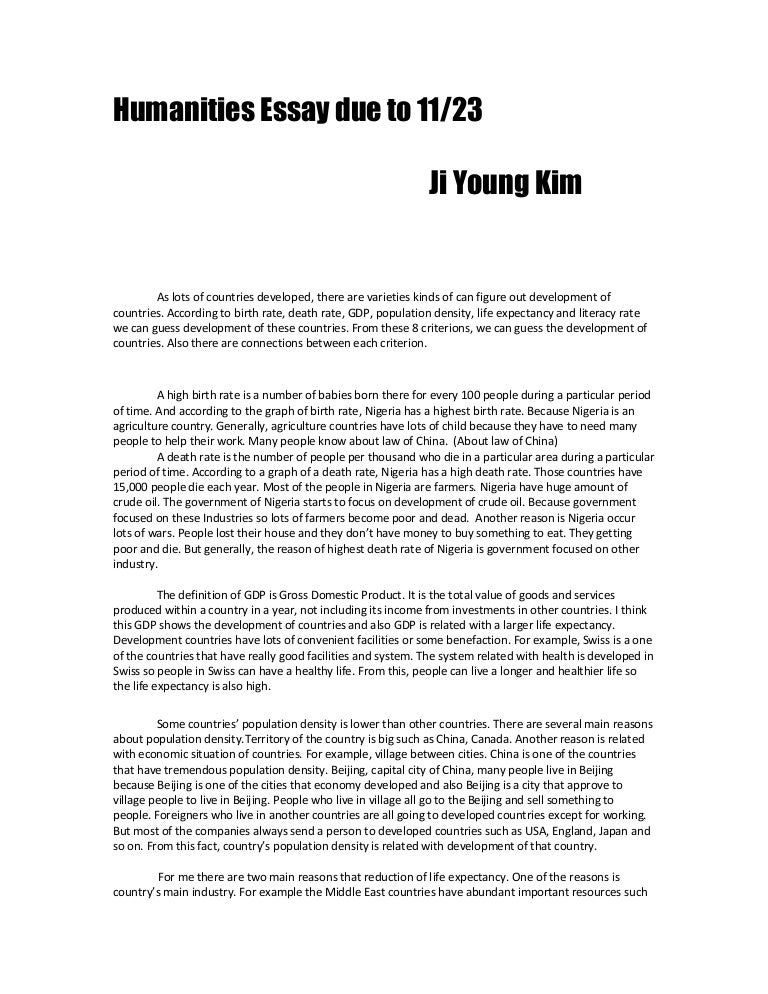 Humanities paper example picture