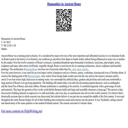 Humanities In Ancient Rome