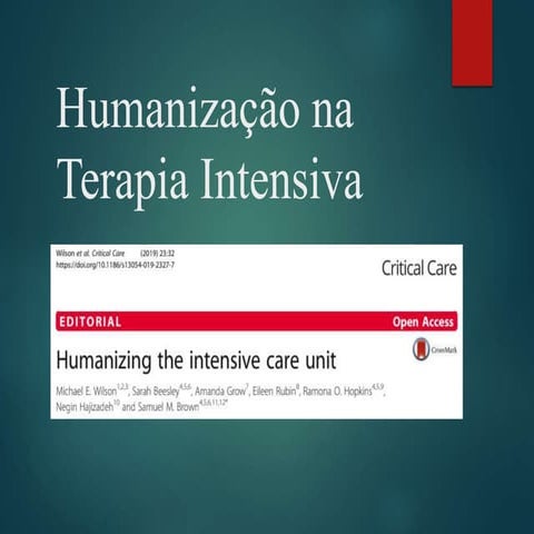 Humanização na Unidade de terapia intensiva (UTI) | PPTX