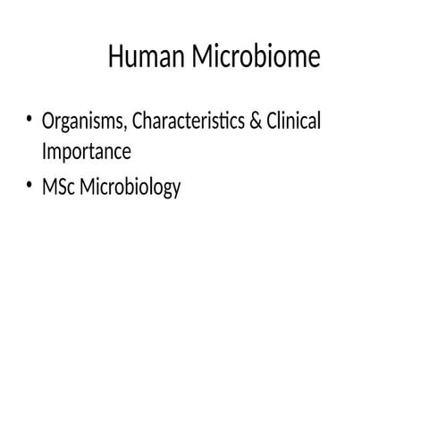 Human microbiome msc mircobiology. Oarasitology | PPTX