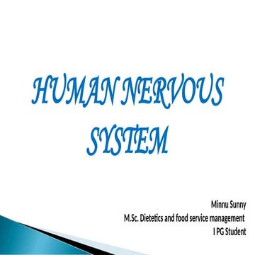 HUMAN NERVOUS SYSTEM Anatomy and physiology
